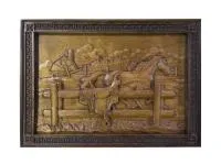 картина резная "конь" в рамке натуральное дерево 400*290мм банный эксперт